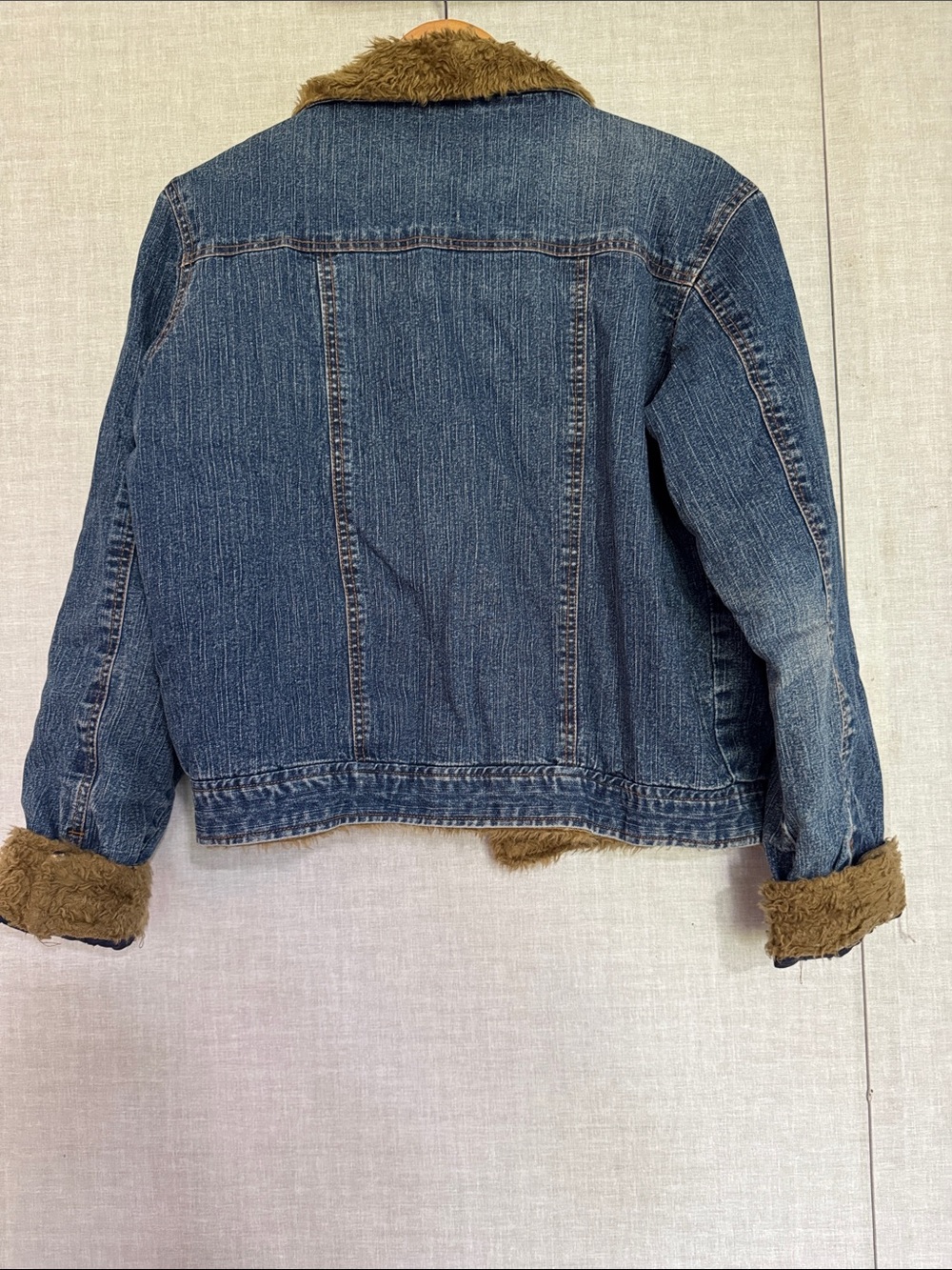 Avalon Blue Denim Jean Jacket with Brown Faux Fur Trim - Picture 2 of 2